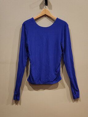 Blogilates Women's L Purple Long Sleeve Twist Back Ruched Top
